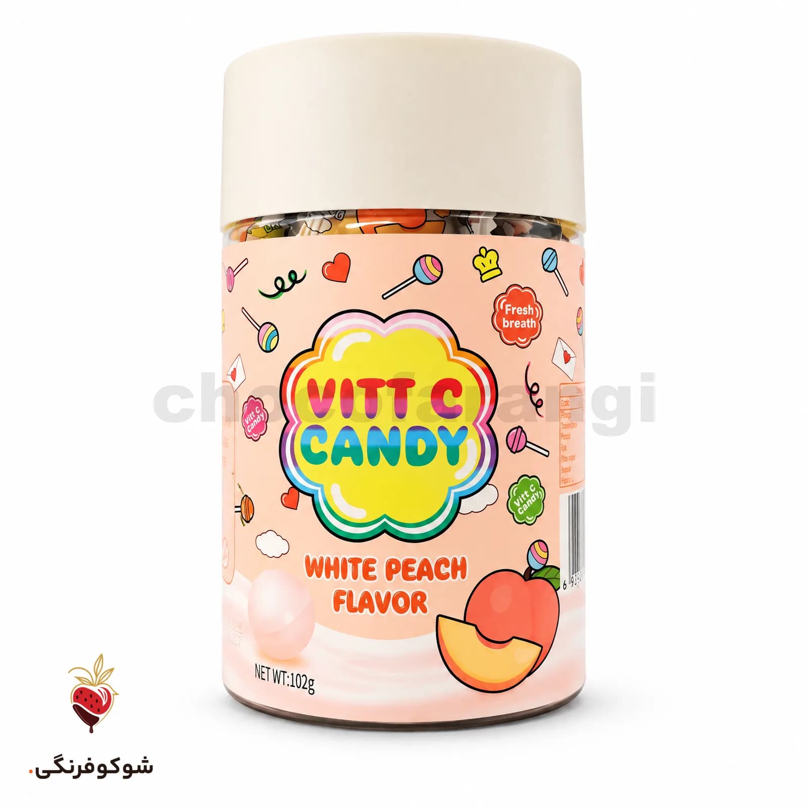آبنبات قوطی ویتامین سی هلو 102 گرم — شوکوفرنگی