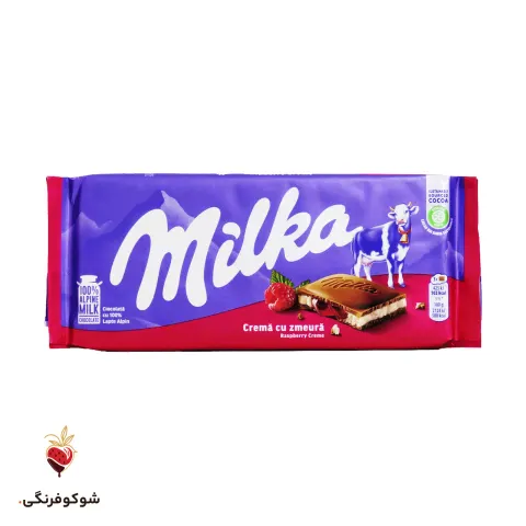شکلات شیری میلکا کرم تمشک ۱۰۰ گرمی — شوکوفرنگی